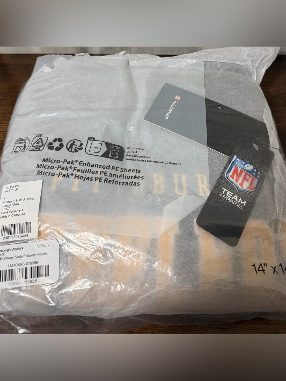Lululemon x NFL Pittsburgh Steelers Steady State pullover hoodie black small NWT